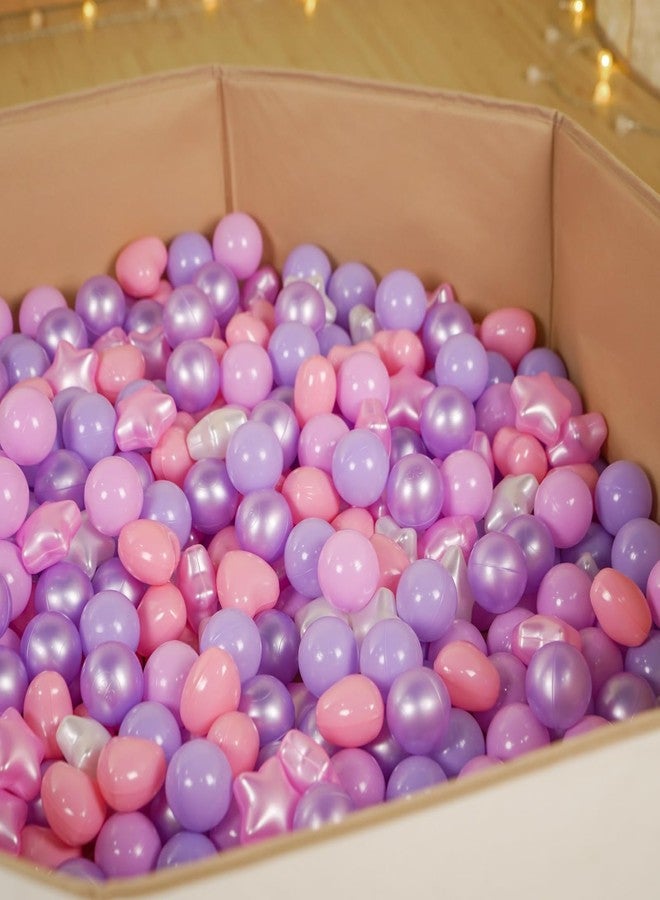 TRENDPLAY Ball Pit Balls Stars : Different Shapes - Mix Stars Shapes for Kids, Perfect for Parties, Pink Green Blue White Gray 50 100 200 500 Pack (Pearl Pink+Pearl Purple,50) - Image 2