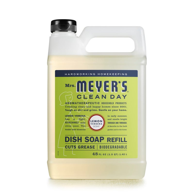 MRS. MEYER'S CLEAN D إعادة تعبئة صابون الأطباق السائل من السيدة مايرز كلين داي، تركيبة قابلة للتحلل بيولوجيًا، رعي الحمام الليموني (48 أونصة سائلة (عبوة من قطعة واحدة)) - Image 1