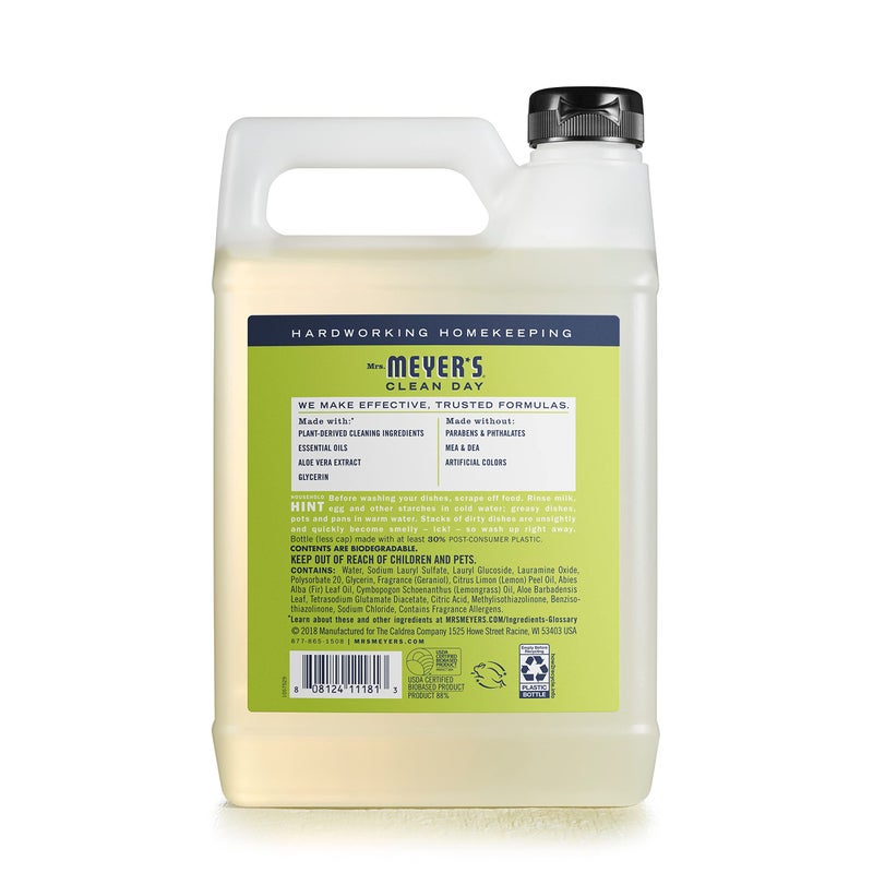 MRS. MEYER'S CLEAN D إعادة تعبئة صابون الأطباق السائل من السيدة مايرز كلين داي، تركيبة قابلة للتحلل بيولوجيًا، رعي الحمام الليموني (48 أونصة سائلة (عبوة من قطعة واحدة)) - Image 2
