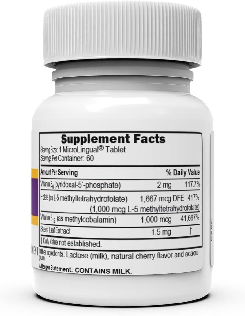 Superior Source No Shot Vitamin B12 Methylcobalamin 1000 mcg B6  Methylfolate 1000 mcg  Supports Energy Brain and Heart Health  Bariatric Friendly  60 Sublingual Dissolving Tablets - Image 2