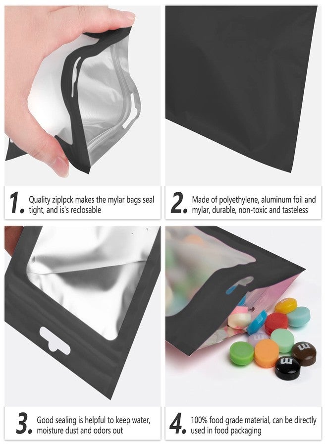 ANZNKU 100 Pieces Resealable Mylar Bags with Clear Window Smell Proof Bags Packaging Bags Foil Pouch Zip Bag for Food Self Sealing Storage Supplies (Black, 2.75×3.93 inches) - Image 4