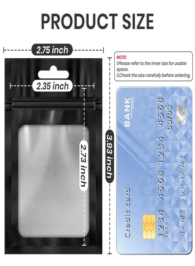 ANZNKU 100 Pieces Resealable Mylar Bags with Clear Window Smell Proof Bags Packaging Bags Foil Pouch Zip Bag for Food Self Sealing Storage Supplies (Black, 2.75×3.93 inches) - Image 2