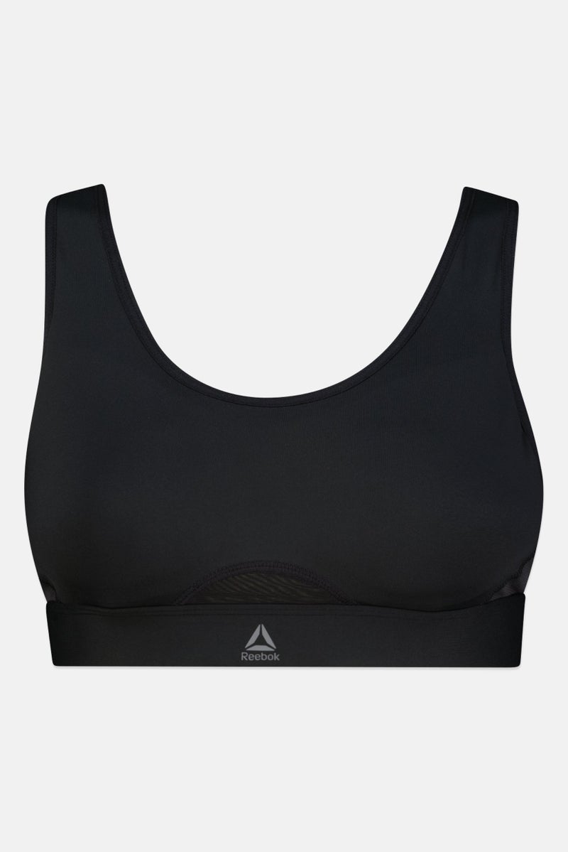 Reebok Women Brand Logo Padded Sports Bra, Black - Image 2
