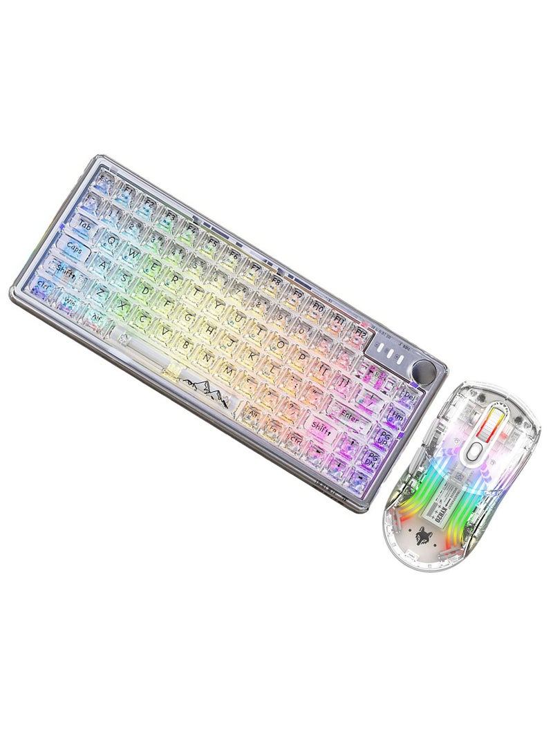 مونوج مجموعة لوحة مفاتيح وماوس لاسلكية شفافة RGB ميكانيكية ثنائية الوضع قابلة لإعادة الشحن USB مجموعة لوحة مفاتيح ألعاب الكمبيوتر - Image 2