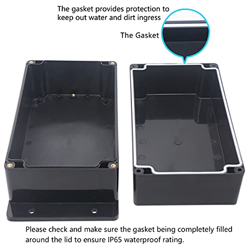 Zulkit Junction Box ABS Plastic Dustproof Waterproof IP65 Universal Electrical Boxes Project Enclosure with Fixed Ear Black 7.87 x 4.72 x 4.45 Inch (200 x 120 x 113 mm)(Pack of 1) - Image 4