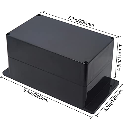 Zulkit Junction Box ABS Plastic Dustproof Waterproof IP65 Universal Electrical Boxes Project Enclosure with Fixed Ear Black 7.87 x 4.72 x 4.45 Inch (200 x 120 x 113 mm)(Pack of 1) - Image 2