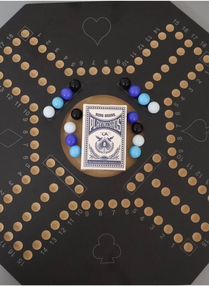Egg Black Jackaroo Wooden Game with Strong Carrying Case for Strategic Planning  4 Player Wooden Jacaro Board Game with Glass Balls and CardsWooden Jackaroo Toy 43×43cm  - Image 3