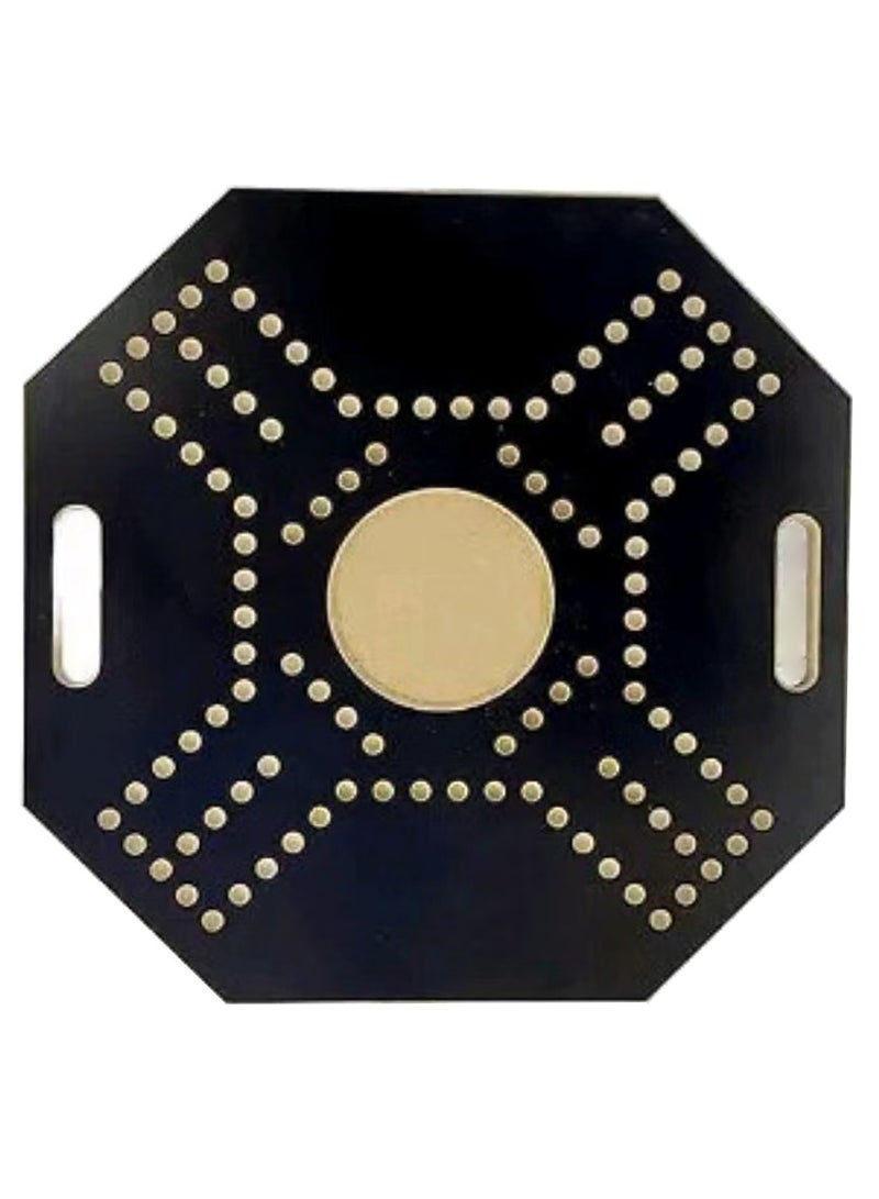 إج لعبة جاكارو خشبية سوداء مع حقيبة حمل قوية للتخطيط الاستراتيجي، لعبة جاكارو خشبية لأربعة لاعبين مع كرات زجاجية وبطاقات، لعبة جاكارو خشبية 43×43 سم - Image 1