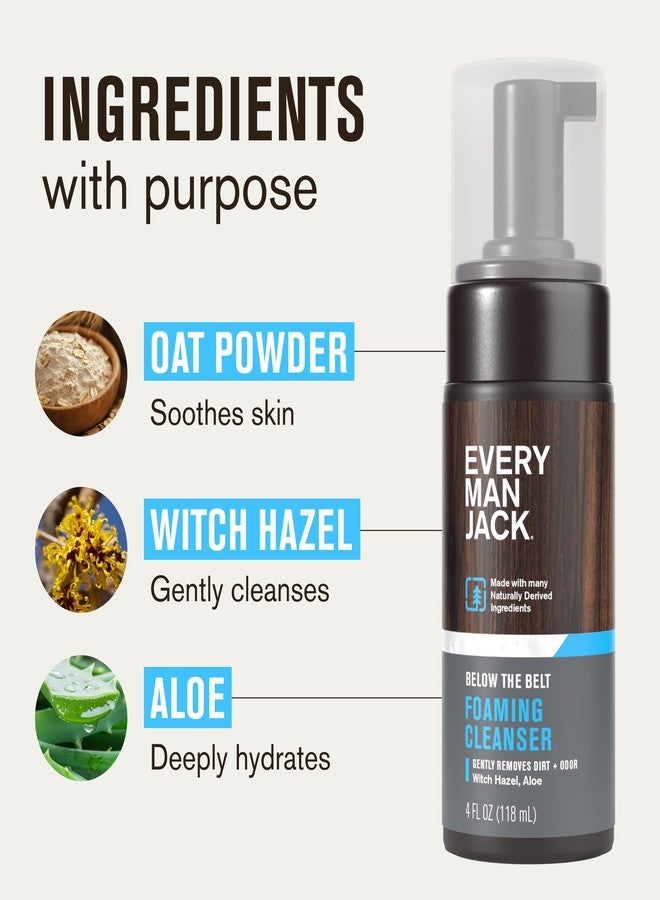 Every Man Jack Mens Foaming Groin Wash - Gentle Cleanser for Below The Belt - Made w/ Naturally Derived Ingredients like Witch Hazel & Aloe Vera - 4 Fl Oz (1 Pack) - Image 4