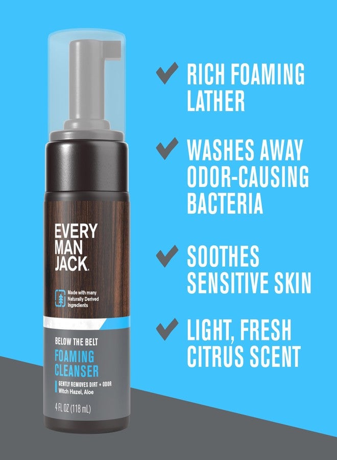 Every Man Jack Mens Foaming Groin Wash - Gentle Cleanser for Below The Belt - Made w/ Naturally Derived Ingredients like Witch Hazel & Aloe Vera - 4 Fl Oz (1 Pack) - Image 3