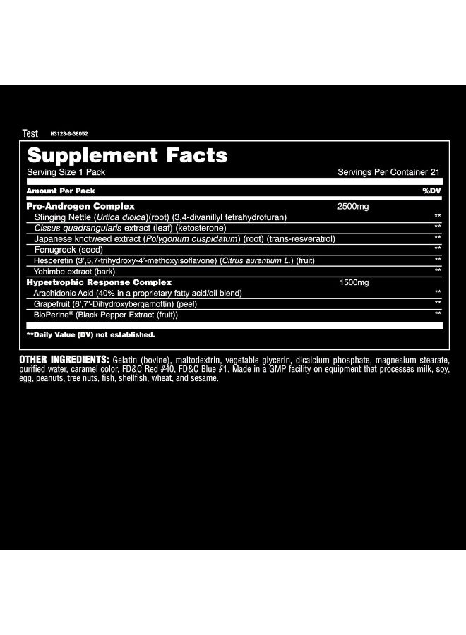 ANIMAL Test – Testosterone Booster For Men – Arachidonic Acid Yohimbe Bark Trans Resveratrol Cissus Quadrangularis – Convenient All-In-One Packs For Strength Athletes & Bodybuilders – 21 Day Cycle - Image 3