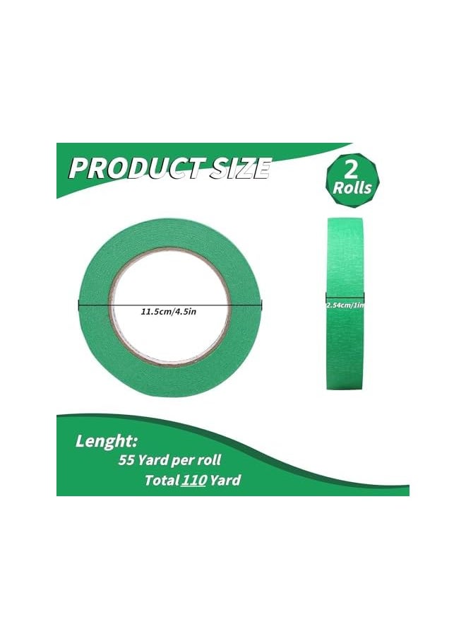 PROMASS 2 Rolls Premium Painters Tape, Green Tape, Masking Master Tape, Paint Tape for Multi-Purpose, Painting, Painter's, DIY Crafts Arts (1 Inch x 110yds) Decoration Labeling No Residue, Easy Removal  - Image 2