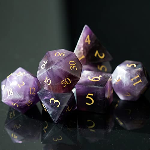 UDIXI Amethyst Gemstone Dice Set DD Crystal Stone DND Dice with Gift Case for Role Playing Games Tabletop Games Amethyst - Image 5