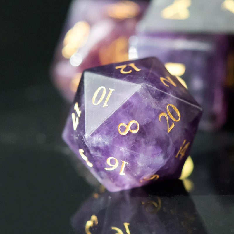 UDIXI Amethyst Gemstone Dice Set DD Crystal Stone DND Dice with Gift Case for Role Playing Games Tabletop Games Amethyst - Image 3
