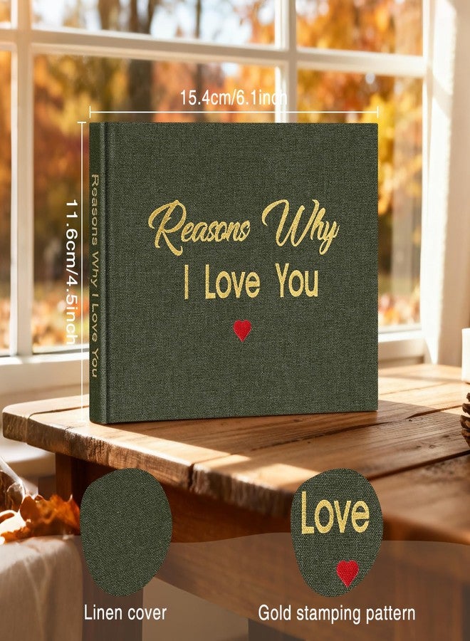 Artmag What I Love about You Fabric Book, Fill-in-the-Blank Love Journal Book for Couples Husband Wife Him Her Birthday Christmas Gifts Stocking Stuffer (Green) - Image 2