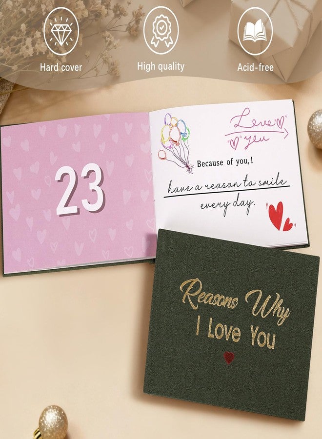 Artmag What I Love about You Fabric Book, Fill-in-the-Blank Love Journal Book for Couples Husband Wife Him Her Birthday Christmas Gifts Stocking Stuffer (Green) - Image 3