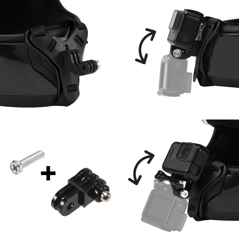 Lupholue Motorcycle Helmet Chin Strap Mount Compatible with GoPro Hero 13, 12, 11, 10, 9, 8, 7, (2018), 6, Hero Black, Insta 360, Session, Xiaomi Yi, SJCAM ï¼ˆBlackï¼‰ - Image 3
