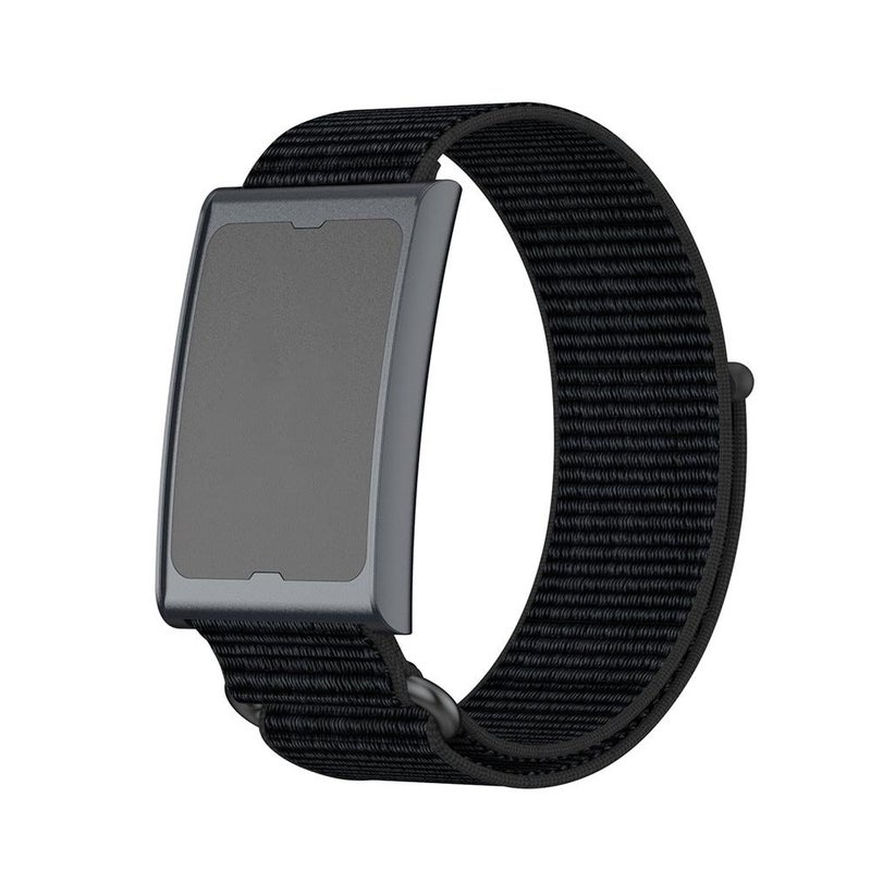 For Amazfit Helio Strap Metal Ring Two Sections Nylon Hook And Loop Fastener Watch Band(Deep Black) - Image 1