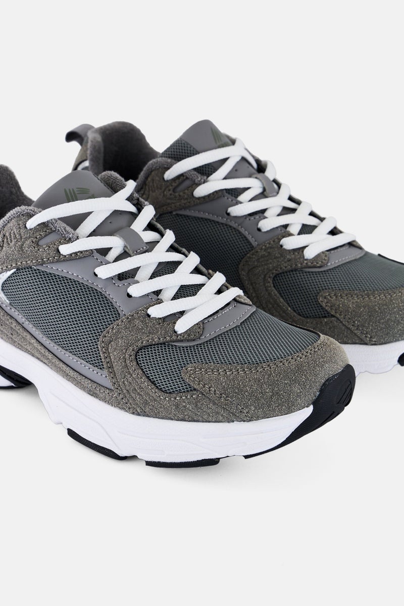 RBX Men Brand Logo Lace Up Running Shoes, Dark Grey - Image 3