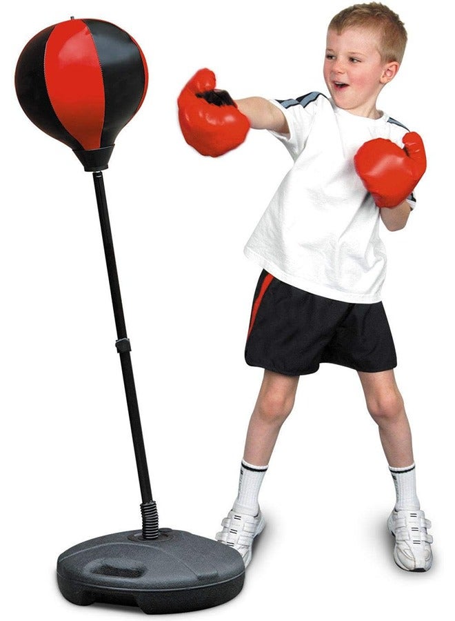 Velocity Toys Sports Boxing Punching Bag  Freestanding  with Pair of Gloves  Adjustable Height  For Kids