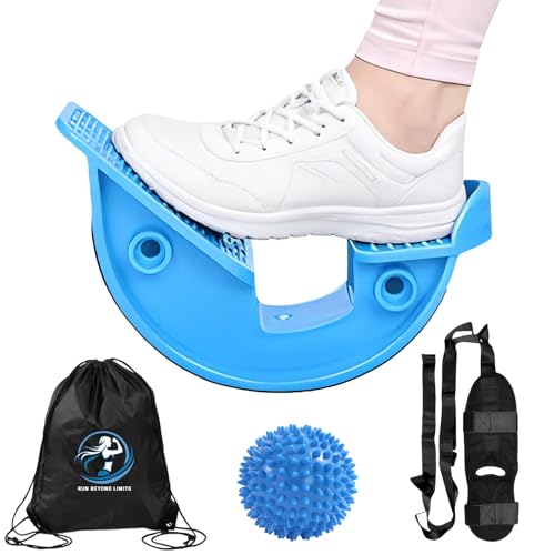 JIURUN Calf Stretcher and Foot Rocker for Plantar Fasciitis - Leg Stretching Strap, Hamstring and Calf Stretcher, Suitable for Stretching Legs and Thighs (Blue) - Image 1