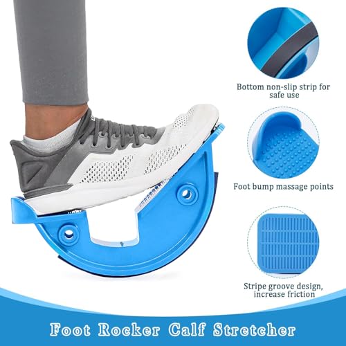 JIURUN Calf Stretcher and Foot Rocker for Plantar Fasciitis - Leg Stretching Strap, Hamstring and Calf Stretcher, Suitable for Stretching Legs and Thighs (Blue) - Image 4