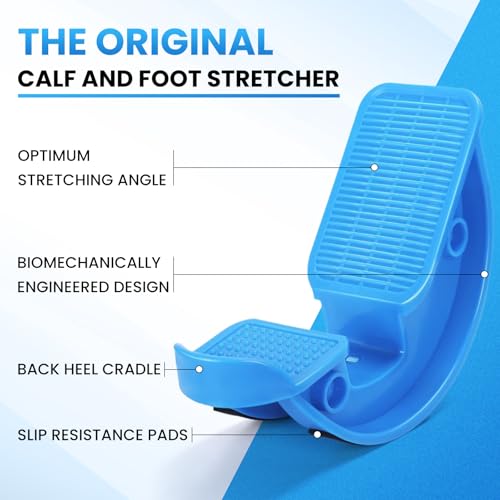 JIURUN Calf Stretcher and Foot Rocker for Plantar Fasciitis - Leg Stretching Strap, Hamstring and Calf Stretcher, Suitable for Stretching Legs and Thighs (Blue) - Image 2