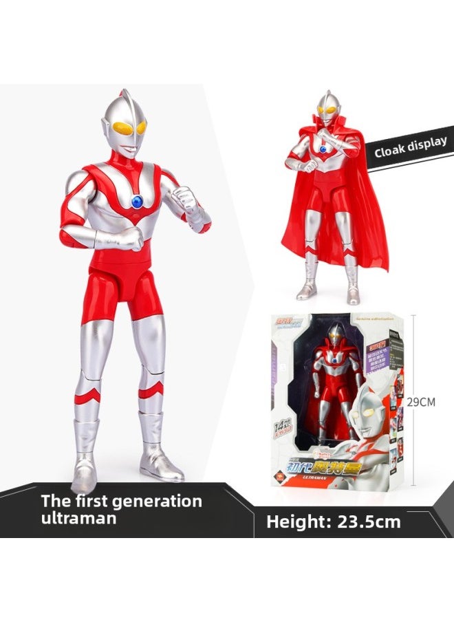 Generic - Ultraman Toy Doll Full Series Large Super Large Ultraman Telo Transfiguration Figure Suit Soft Glue Monster-Color:9inch First Generation★Height 23cm (cloak Delivery) 14 Movable Joints - Image 1