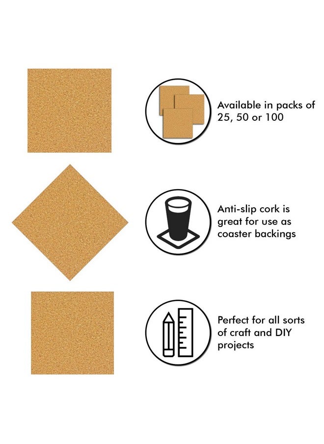 Millennial Essentials 50 Pack Self Adhesive Cork Squares 4 X 4 Inches Cork Backing Sheets Cork Tiles For Cork Coasters And Diy Crafts  - Image 2