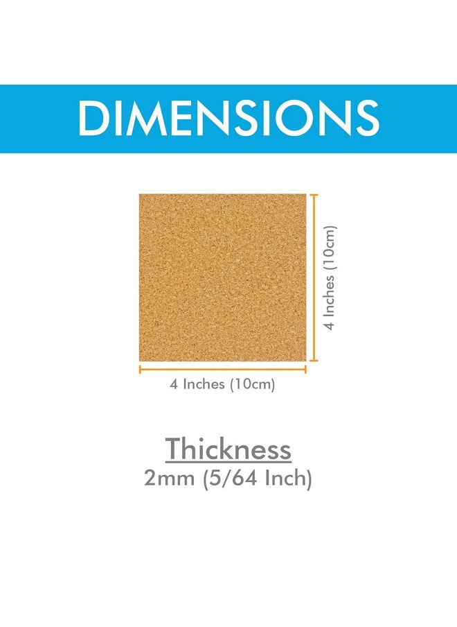 Millennial Essentials 50 Pack Self Adhesive Cork Squares 4 X 4 Inches Cork Backing Sheets Cork Tiles For Cork Coasters And Diy Crafts  - Image 3