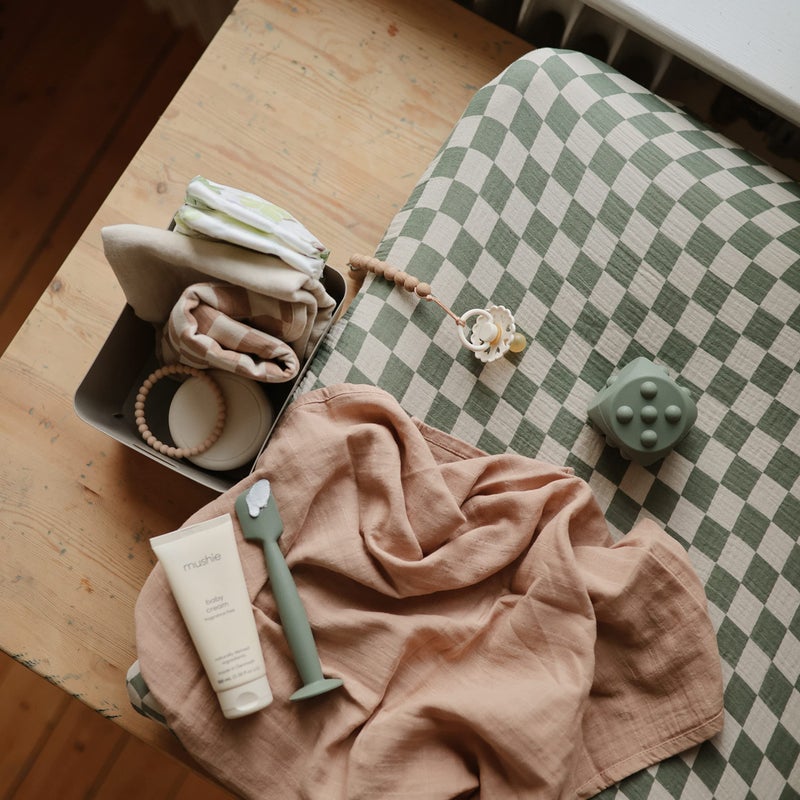 mushie Diaper Cream Applicator Soft Silicone with Suction Base (Dried Thyme) - Image 4