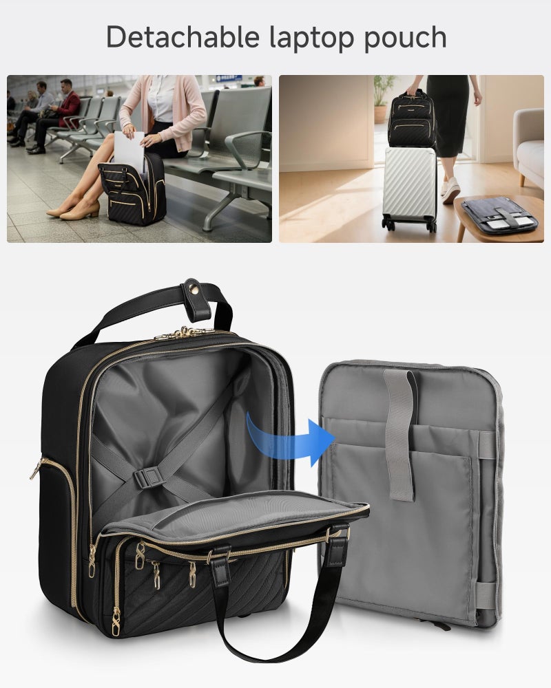 LUGGEX Underseat Carry On Luggage with Wheels, UDK Stylish Lightweight Under Seat Luggage, Soft Sided Personal Item Suitcase for Short Trip (UX-Core, Black, 16 Inch) - Image 5