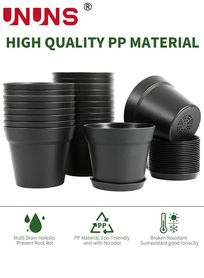 UNUNS Plant pots,10 Pack Plant pots,Thickened Soft Plastic Seedling Pot with Holes,Flower Planter,Flower Pots,Plant Container for Succulents Cuttings Transplanting Home Garden(Diameter: 14.5cm Black) - Image 3