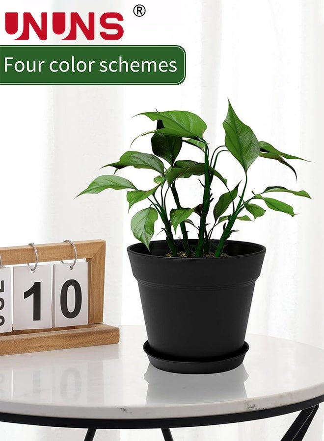 UNUNS Plant pots,10 Pack Plant pots,Thickened Soft Plastic Seedling Pot with Holes,Flower Planter,Flower Pots,Plant Container for Succulents Cuttings Transplanting Home Garden(Diameter: 14.5cm Black) - Image 4
