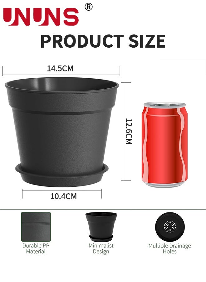 UNUNS Plant pots,10 Pack Plant pots,Thickened Soft Plastic Seedling Pot with Holes,Flower Planter,Flower Pots,Plant Container for Succulents Cuttings Transplanting Home Garden(Diameter: 14.5cm Black) - Image 2