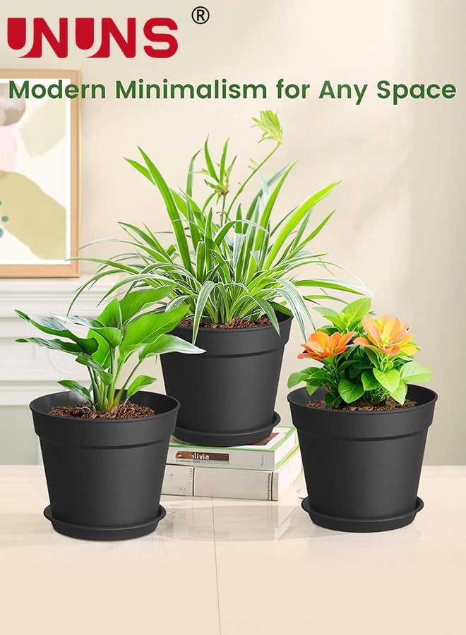 UNUNS Plant pots,10 Pack Plant pots,Thickened Soft Plastic Seedling Pot with Holes,Flower Planter,Flower Pots,Plant Container for Succulents Cuttings Transplanting Home Garden(Diameter: 14.5cm Black) - Image 5