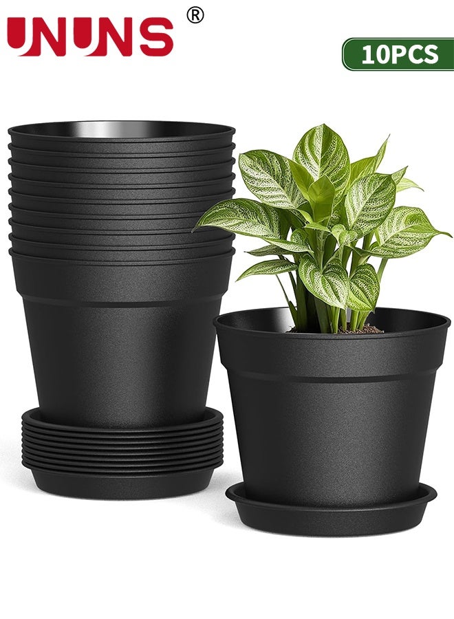 UNUNS Plant pots,10 Pack Plant pots,Thickened Soft Plastic Seedling Pot with Holes,Flower Planter,Flower Pots,Plant Container for Succulents Cuttings Transplanting Home Garden(Diameter: 14.5cm Black) - Image 1