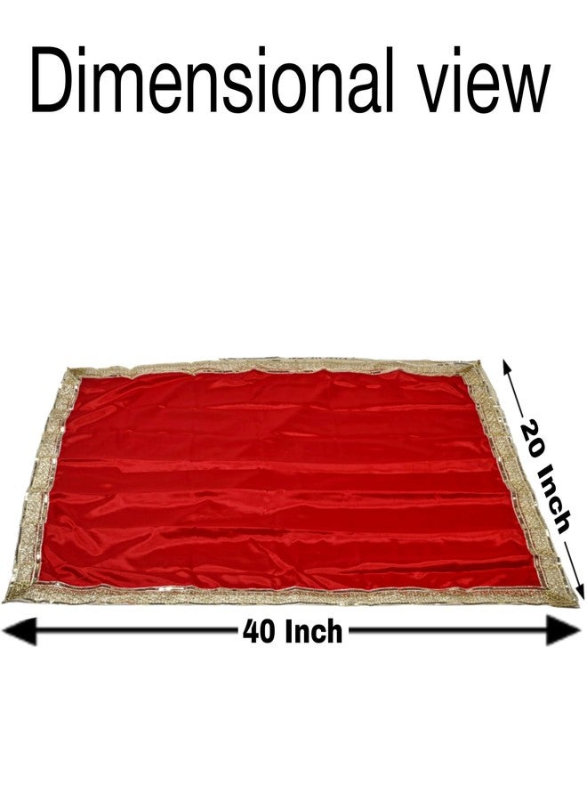 Dulhan Pack of 4 Multicolor Satin Puja Cloth ? Soft Aasan with Golden Border for Chowki & Mandir | Smooth Pooja Mat for Festivals, Diwali, Temple & Home Use ? 1m x 0.5m - Image 2