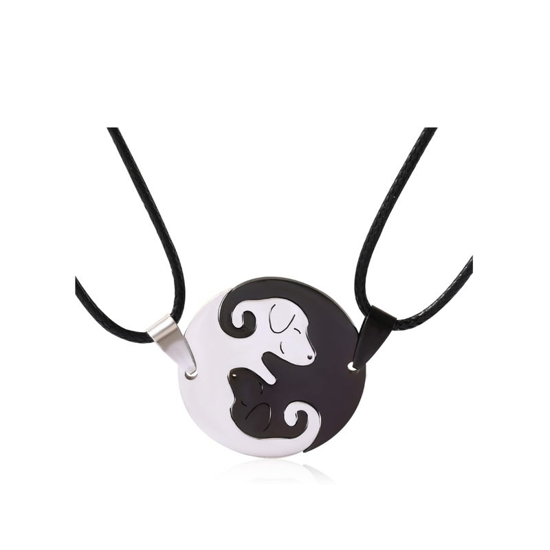 Zikra Dog Yin Yang Necklaces for Women Men Girls, Stainless Steel Matching Couples Puzzle Pet Dog BFF Necklaces for 2, Funny Dog Lovers Gifts - Image 1