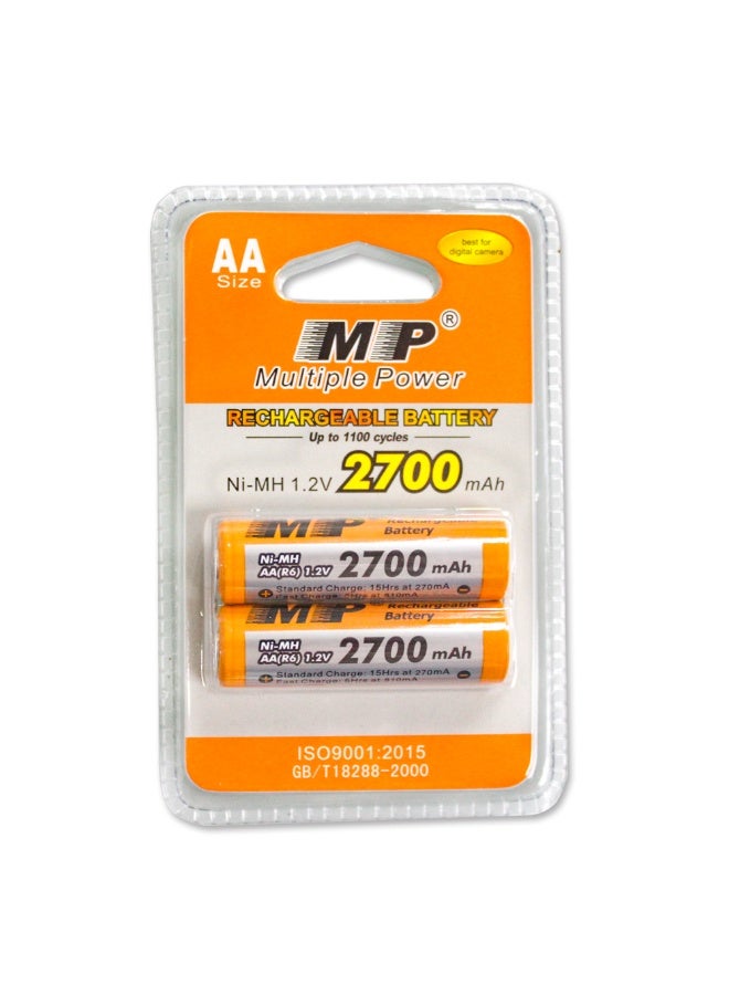 أم بي بطارية قابلة لإعادة الشحن  AA 1.2V 2700mAh Ni-MH – سعة عالية وصديقة للبيئة – مناسبة للألعاب، أجهزة التحكم، المصابيح، الأضواء الشمسية والمزيد - Image 1