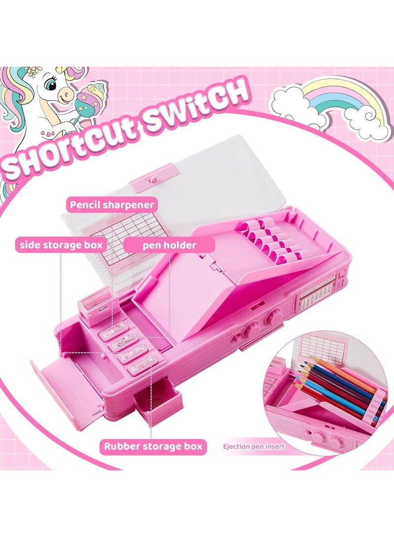 عام صندوق قلم رصاص متعدد الوظائف للفتيات، مربع قلم رصاص كرتوني لطيف مع قفل صندوق القرطاسية - Image 3