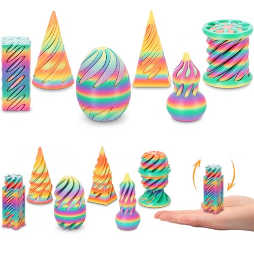 Guiqulai 6 Pack Impossible Cone 3D Printed Spiral Cone Fidget Toys Flexible Impossible Pyramid Passthrough Fidget Toys for Adults and Kids - Image 1