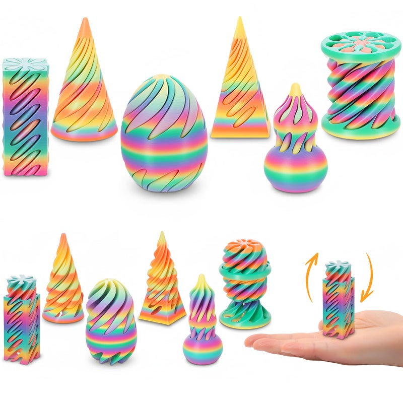 Guiqulai 6 Pack Impossible Cone 3D Printed Spiral Cone Fidget Toys Flexible Impossible Pyramid Passthrough Fidget Toys for Adults and Kids - Image 3