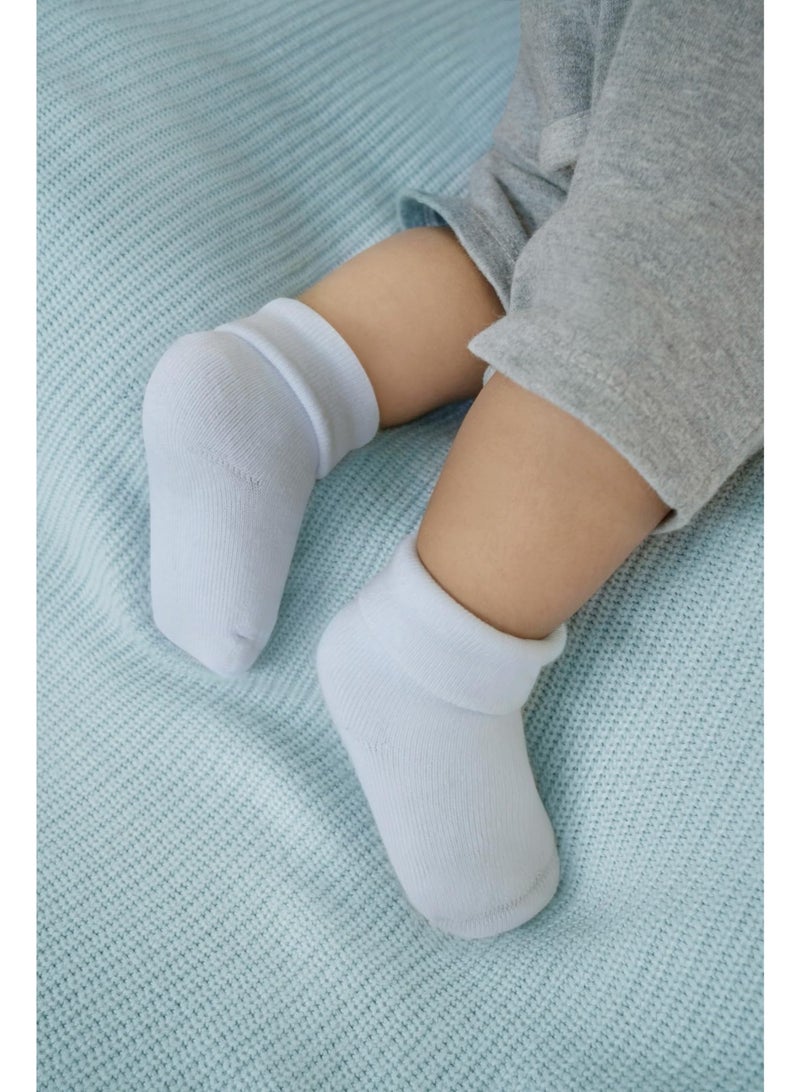 Bukela Newborn Baby Socks, Cotton, Soft and Safe, Toddler Baby Sock Fit for 0-6, 6-12 Months Boys Girls(12 Pairs, Blue, White) - Image 4