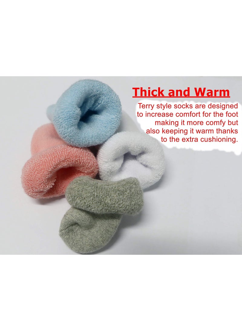 Bukela Newborn Baby Socks, Cotton, Soft and Safe, Toddler Baby Sock Fit for 0-6, 6-12 Months Boys Girls(12 Pairs, Blue, White) - Image 5