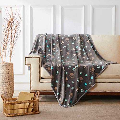 Allisandro Super Soft and Premium Fuzzy Flannel Fleece Pet Dog Blanket, The Cute Print Design Washable Fluffy Blanket for Puppy Cat Kitten Indoor Outdoor, Grey, 32 x 24 Inches - Image 5