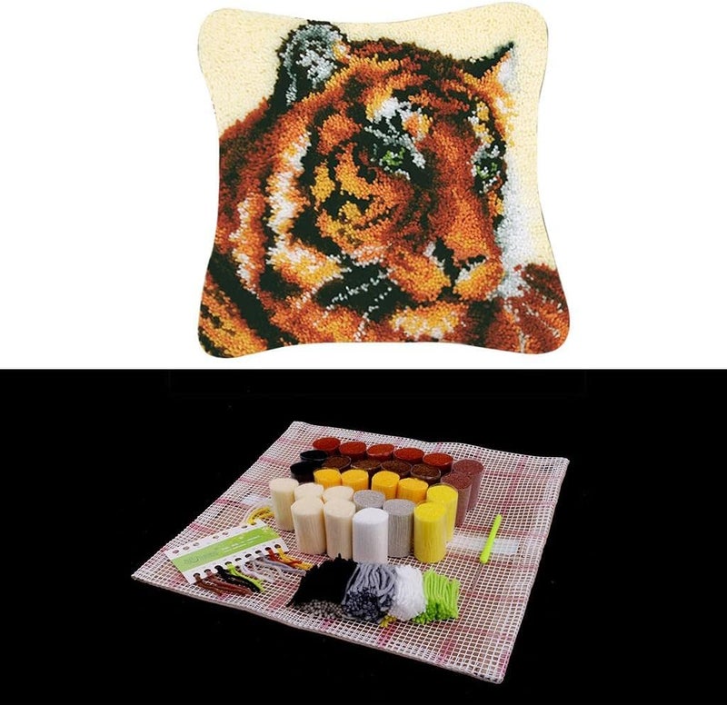 كلاراكو طقم مكون من قطعتين من أدوات تطريز أغطية الوسائد بتقنية الخطاف، مع أدوات أساسية وتعليمات سهلة الاتباع، بنمط النمر والباندا - Image 5