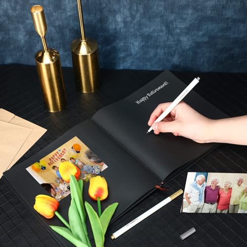 Resholder 2026 Retirement Guest Book with 2 Markers 8.7'' Square Hardcover Blank Guest Photo Signing Memory Book Happy Retirement Gift Party Supplies for Women Men Teacher Grad Decor(Black,Elegant) - Image 5