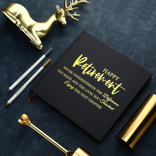 Resholder 2026 Retirement Guest Book with 2 Markers 8.7'' Square Hardcover Blank Guest Photo Signing Memory Book Happy Retirement Gift Party Supplies for Women Men Teacher Grad Decor(Black,Elegant) - Image 3