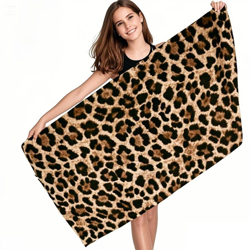 LIVILAN Cheetah Print Beach Towel, 24" x 48" Small Size Leopard Towel for Women, Girls of Small Size, Quick Dry, Sand Free Microfiber, Backup Use for Pool, Bath, Yoga, Swim, Shower - Image 2